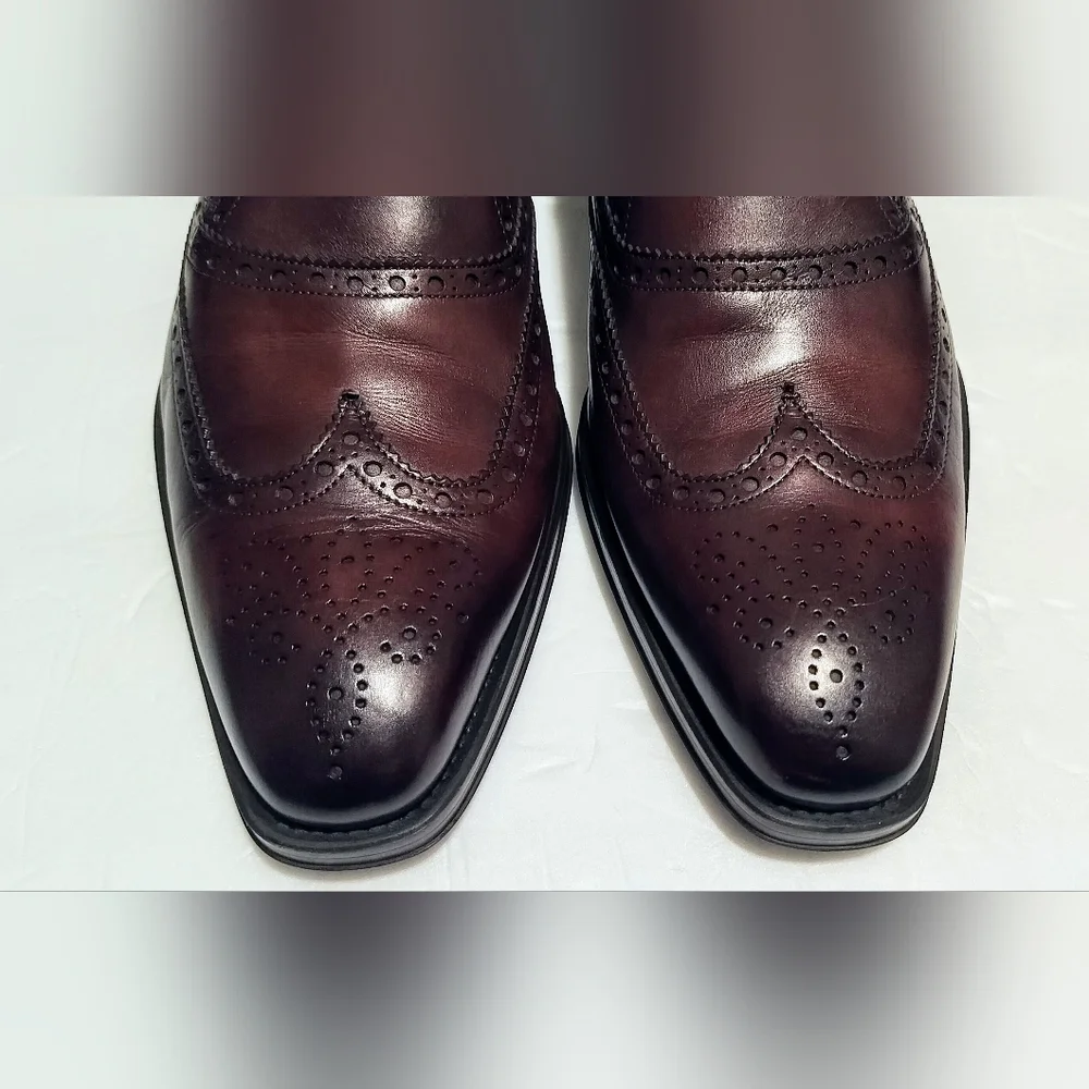 Magnanni Men's Burgundy Brown Leather Monk Strap Loafers